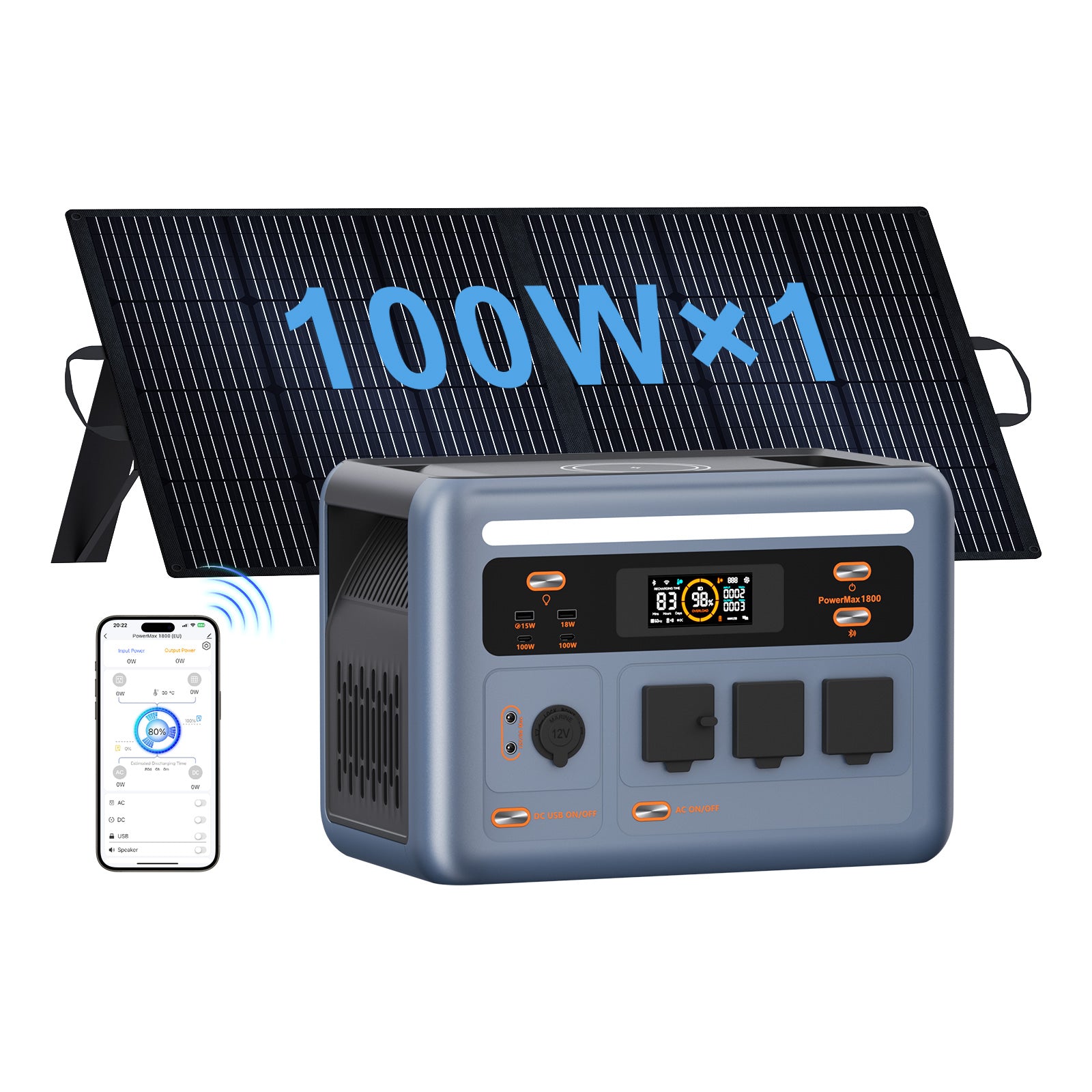 OSCAL PowerMax 1800 with 100W Solar Panel