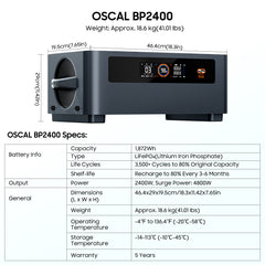 OSCAL BP2400 Pro Expansion Battery 2016Wh LiFePO4 for PowerMax 2400 Pro
