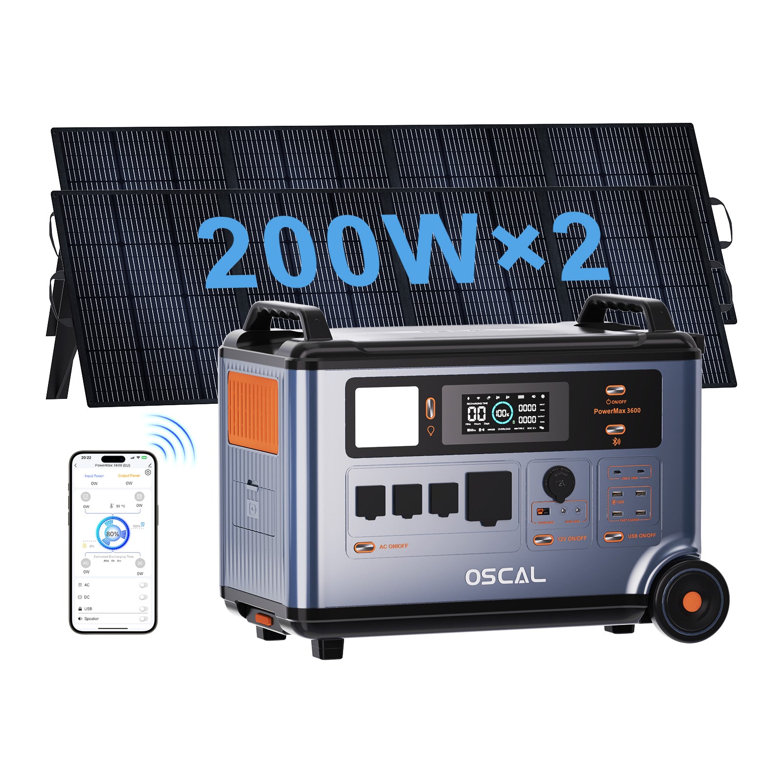 OSCAL PowerMax 3600 With 2×200W Solar Panel