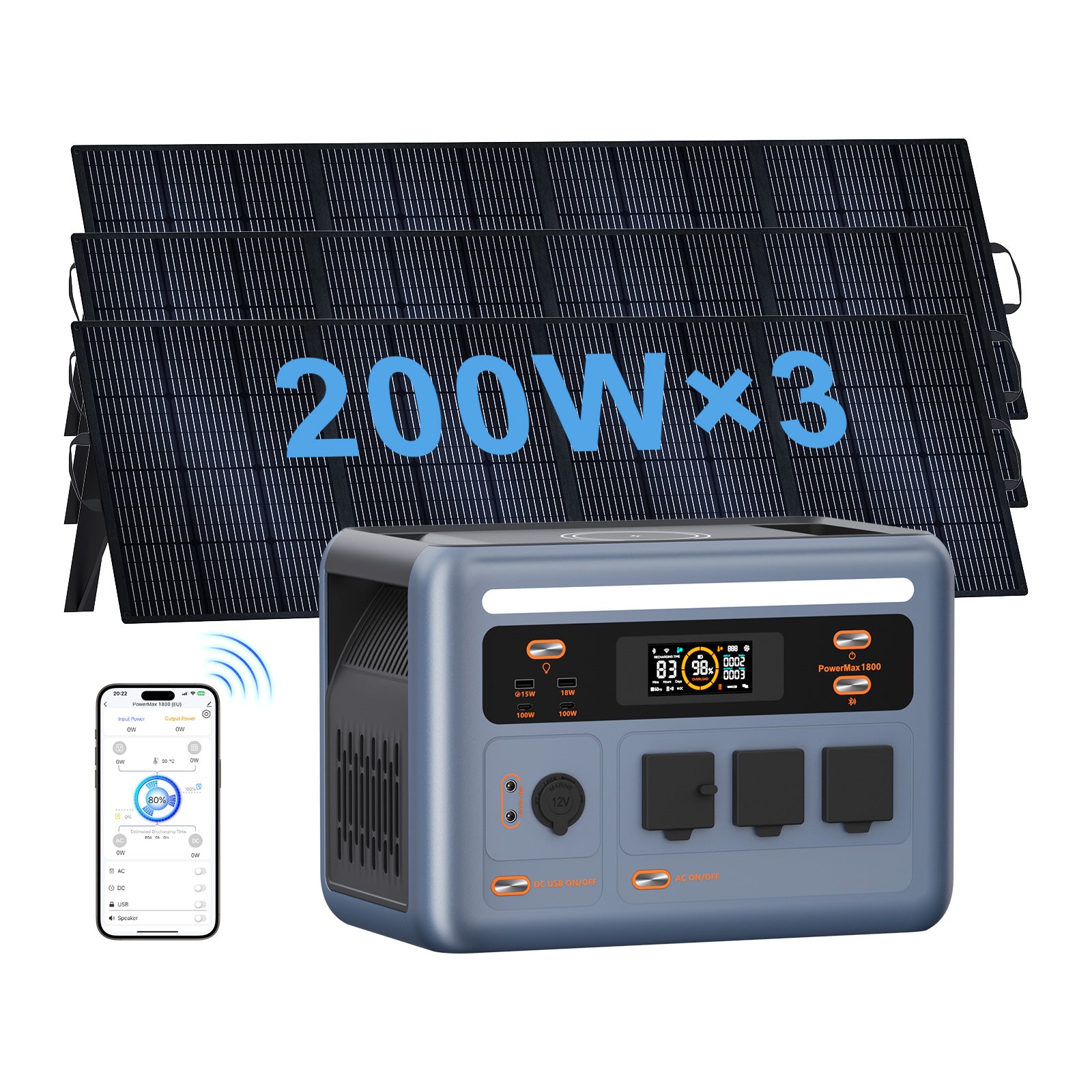 OSCAL PowerMax 1800 With 3×200W Solar Panel