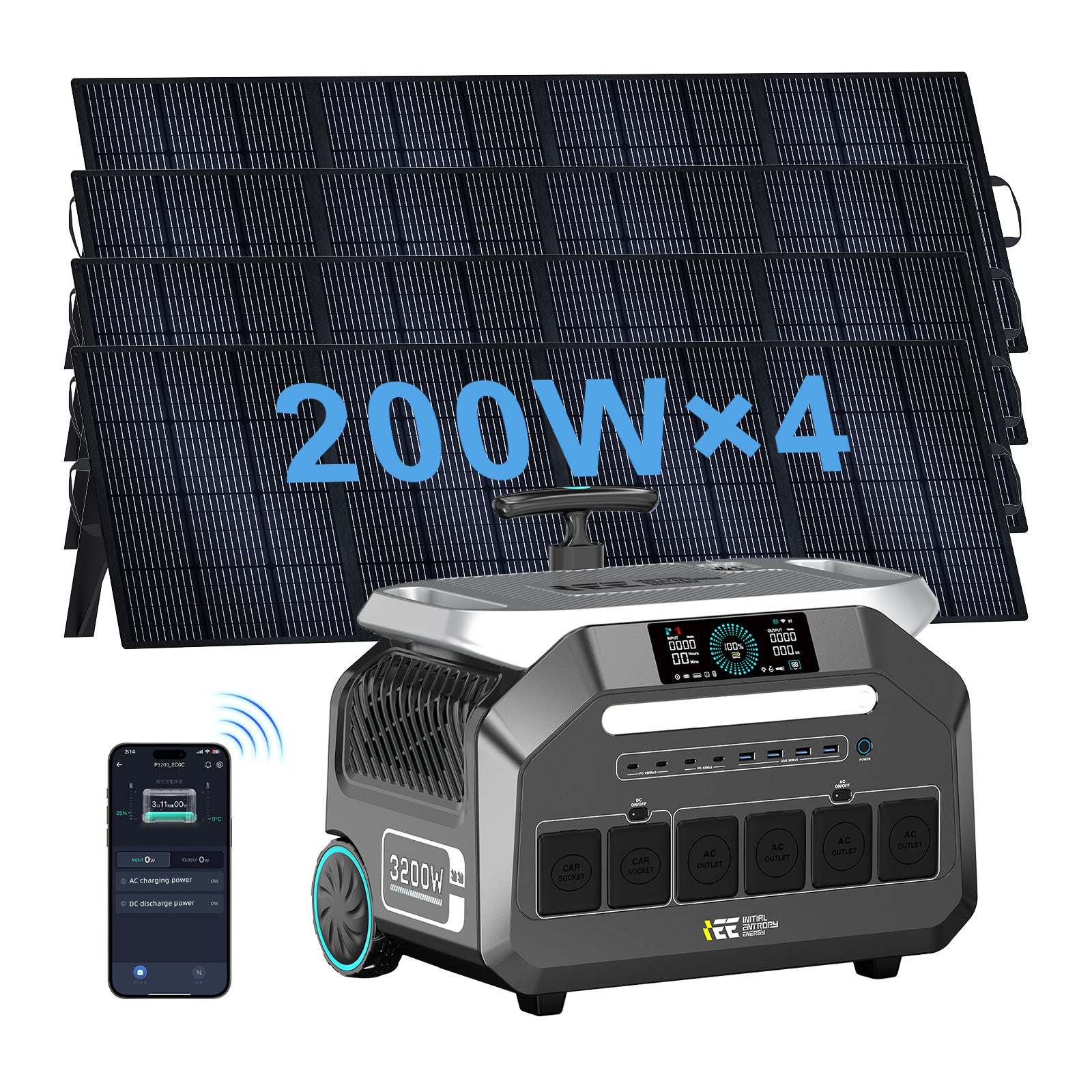 IEE P3200 Solar Generator 2048Wh/3200W with 4×200W Solar panel
