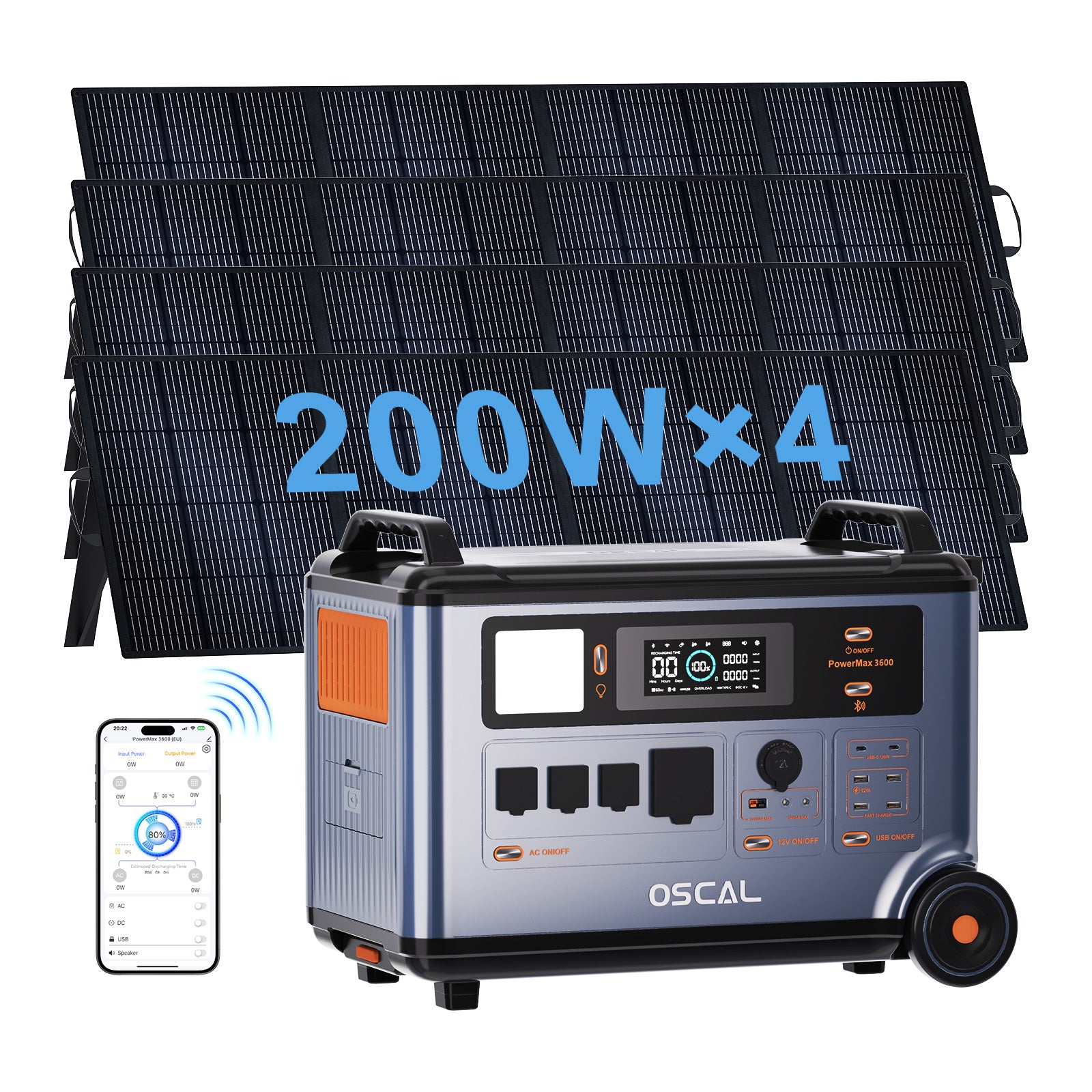 OSCAL PowerMax 3600 With 4×200W Solar Panel