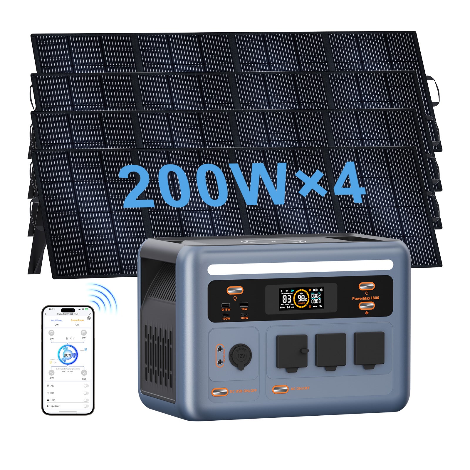 OSCAL PowerMax 1800 With 4×200W Solar Panel