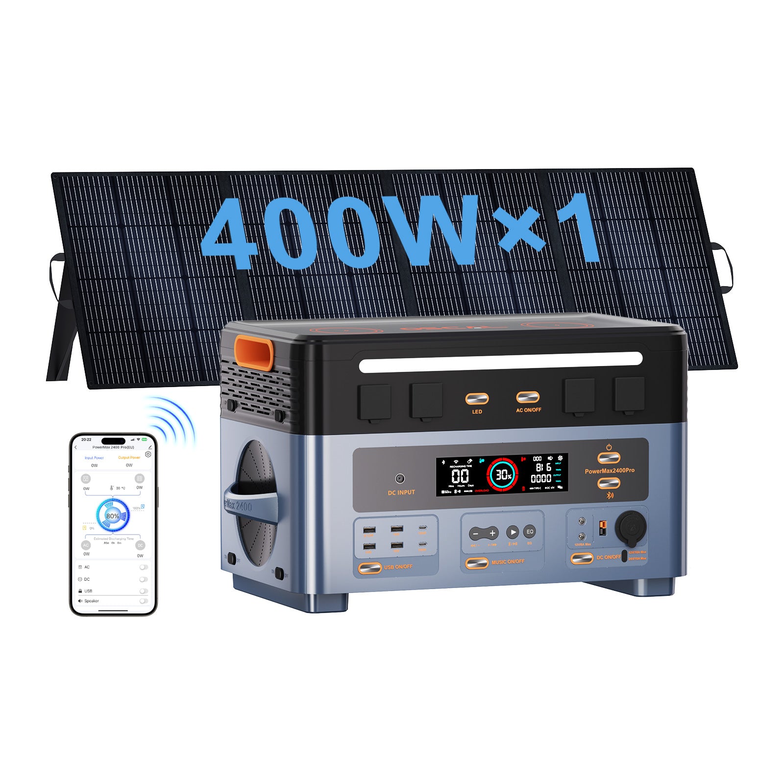 OSCAL Powermax 2400 Pro Power Station with 400W solar panel