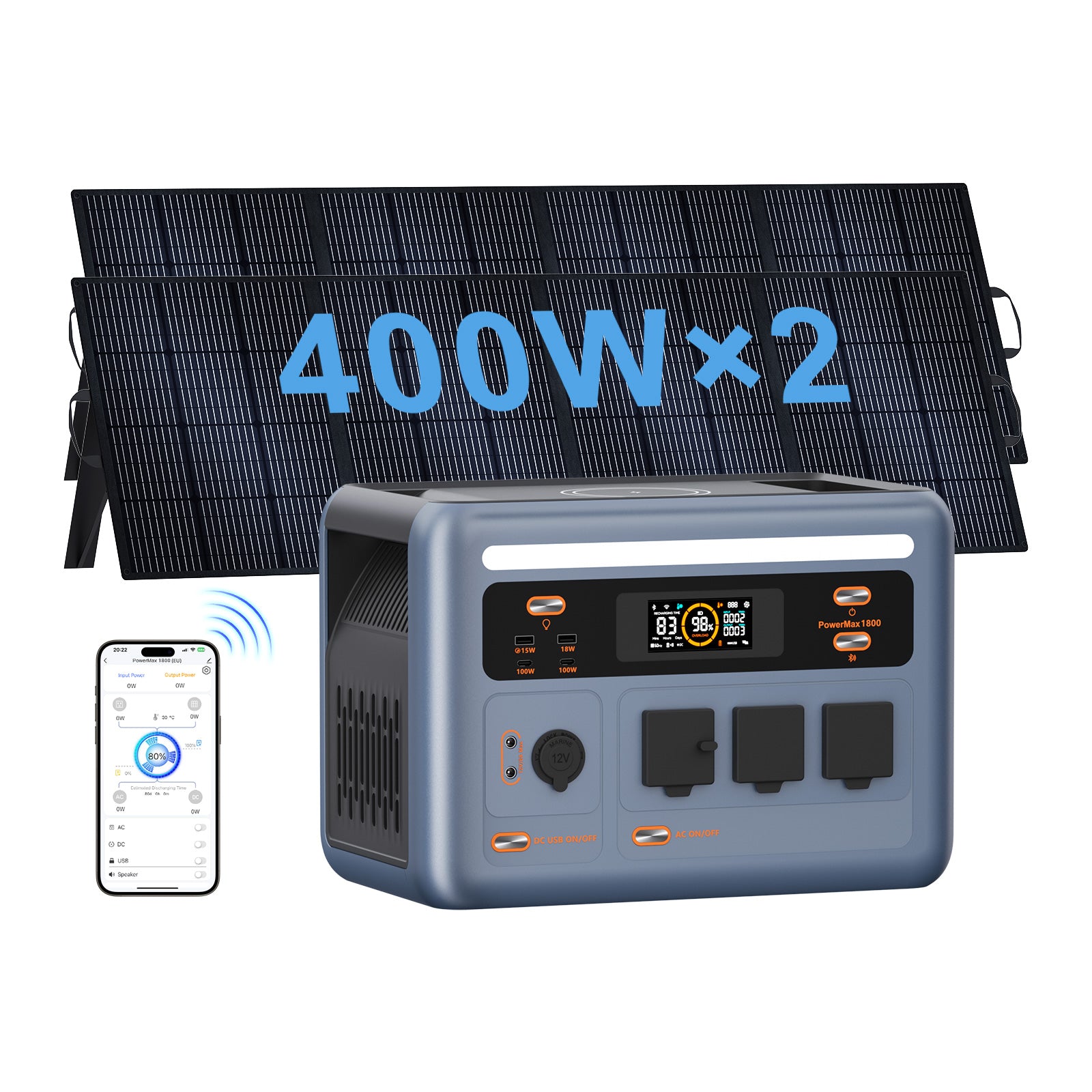 OSCAL PowerMax 1800 With 2×400W Solar Panel