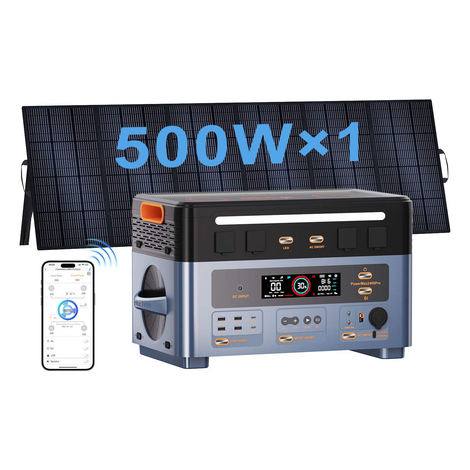 OSCAL PowerMax 2400 Pro 2016Wh With 500W Solar Panel