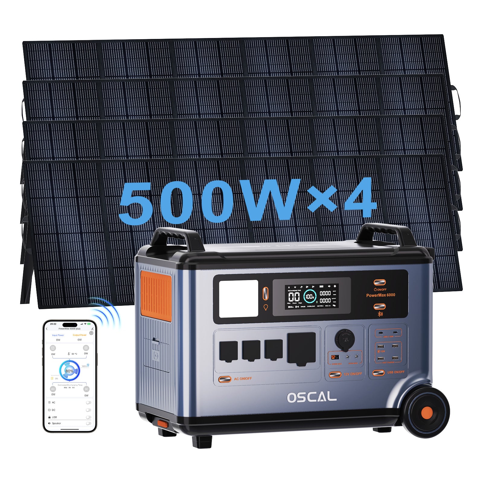 OSCAL PowerMax 6000 With 4×500W Solar Panel