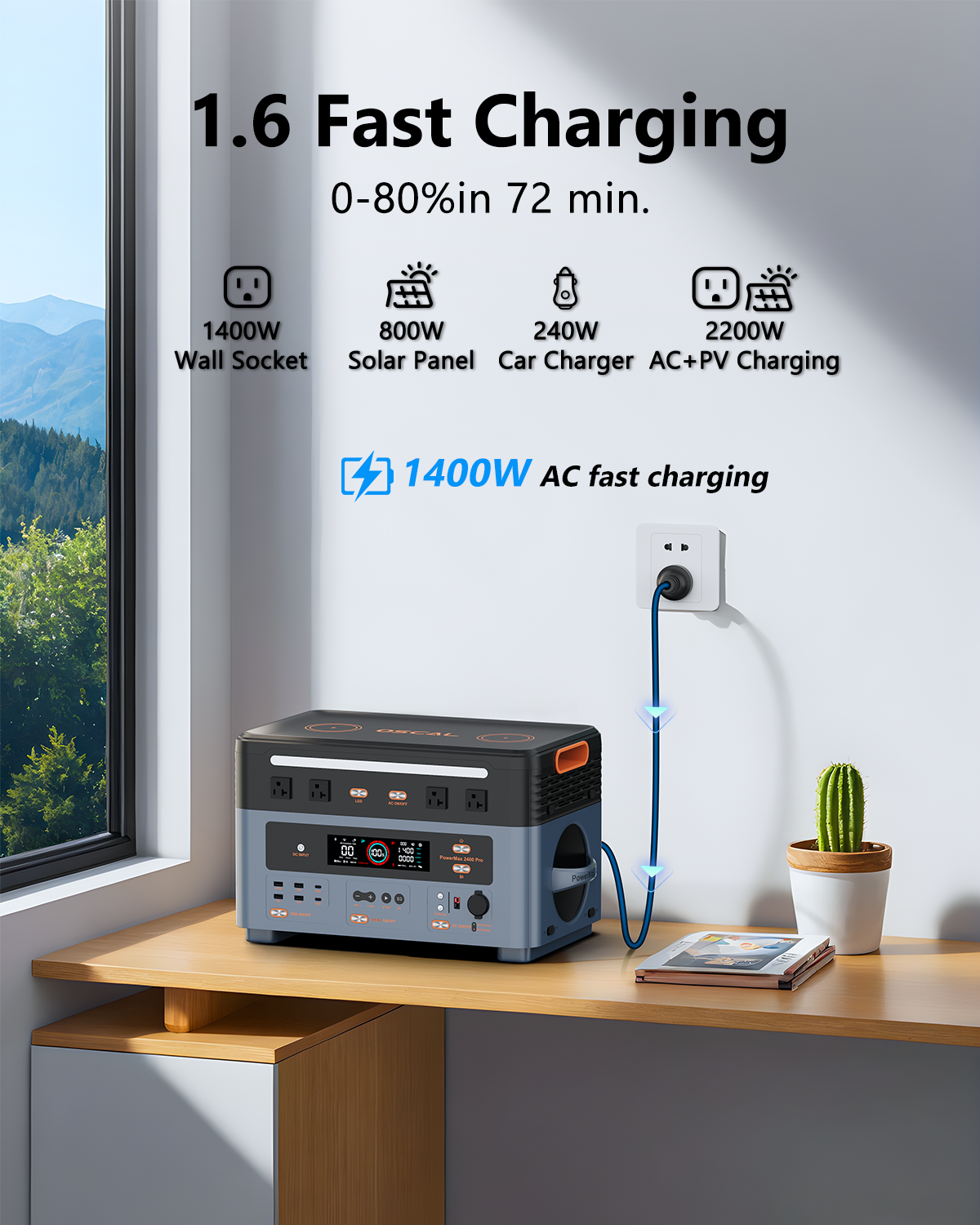 OSCAL Powermax 2400 Power Station with BP2400 Expansion Battery 3744Wh