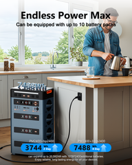 OSCAL Powermax 2400 Power Station with BP2400 Expansion Battery 3744Wh