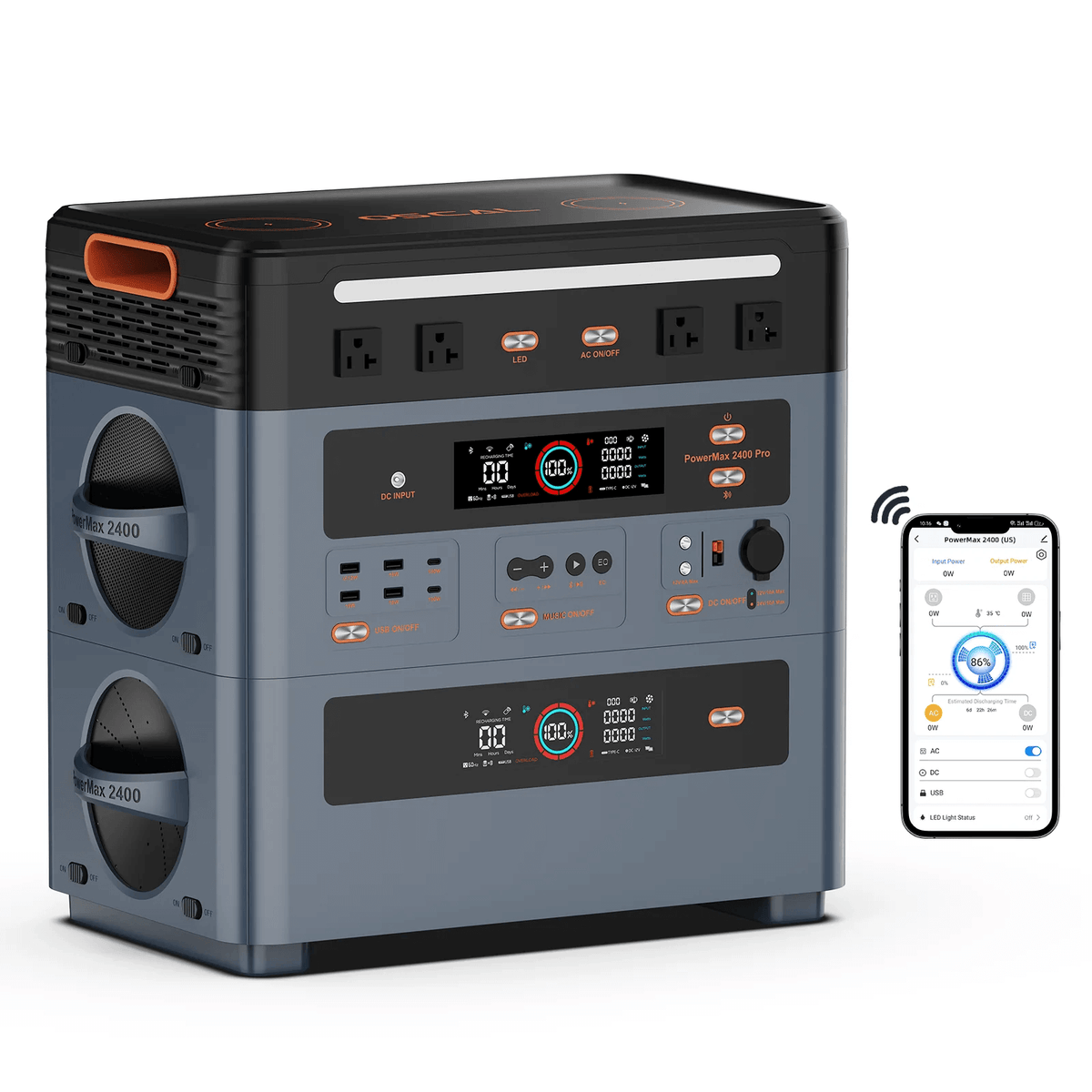 OSCAL Powermax 2400 Pro Power Station with BP2400 Pro Expansion Battery