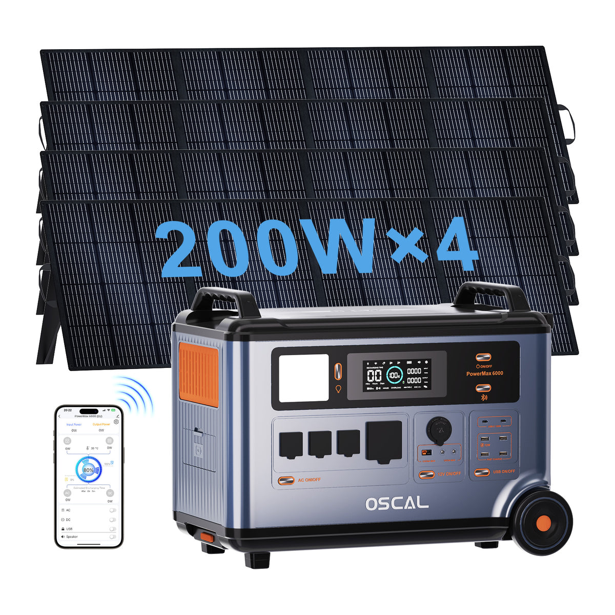 OSCAL PowerMax 6000 Solar Generator with 4x200W Solar Panel