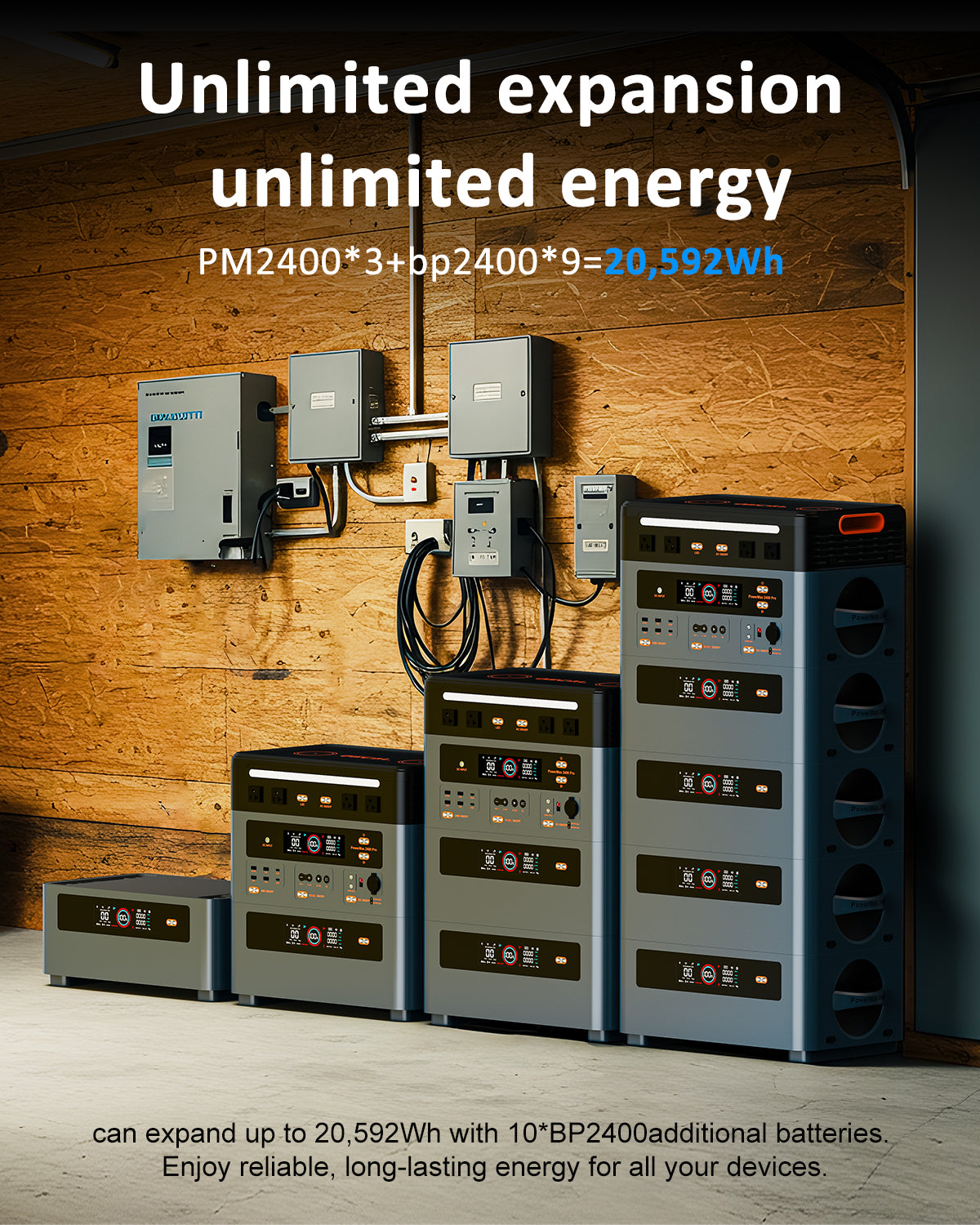 OSCAL Powermax 2400 Power Station with BP2400 Expansion Battery 3744Wh